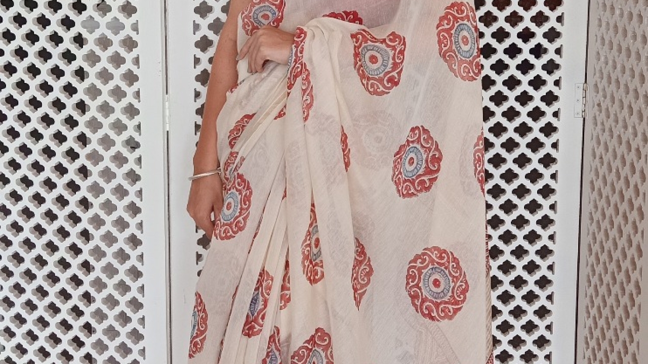 Block printed saree-traditional saree trends